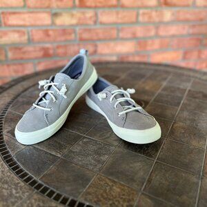 Sperry Crest Vibe Washable Leather, Barrel-Lace Sneakers, size 10, grey
